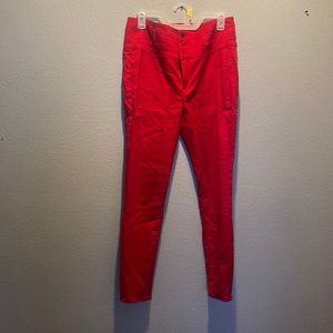 Red stretchy slack pants